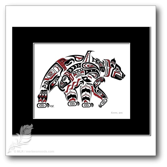 KODIAK 11*14 art print. Archival art print in red, black, and white. - Picture 3 of 6